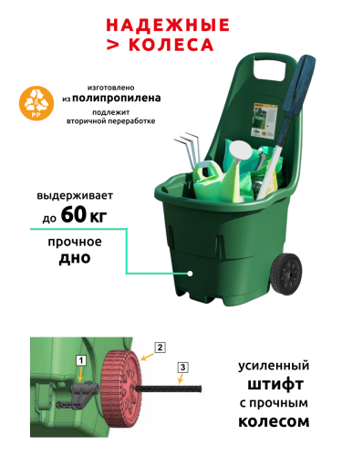 Садова тележка  SMART 45лит.  (Зеленый)